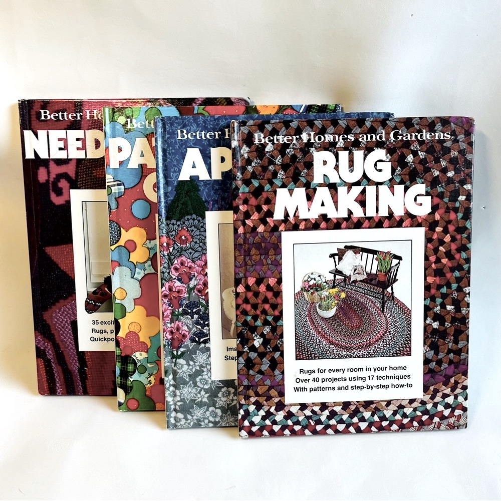 Better Homes Gardens 4 VTG 70s Hardback Books Quilting Needlepoint Rugs Applique